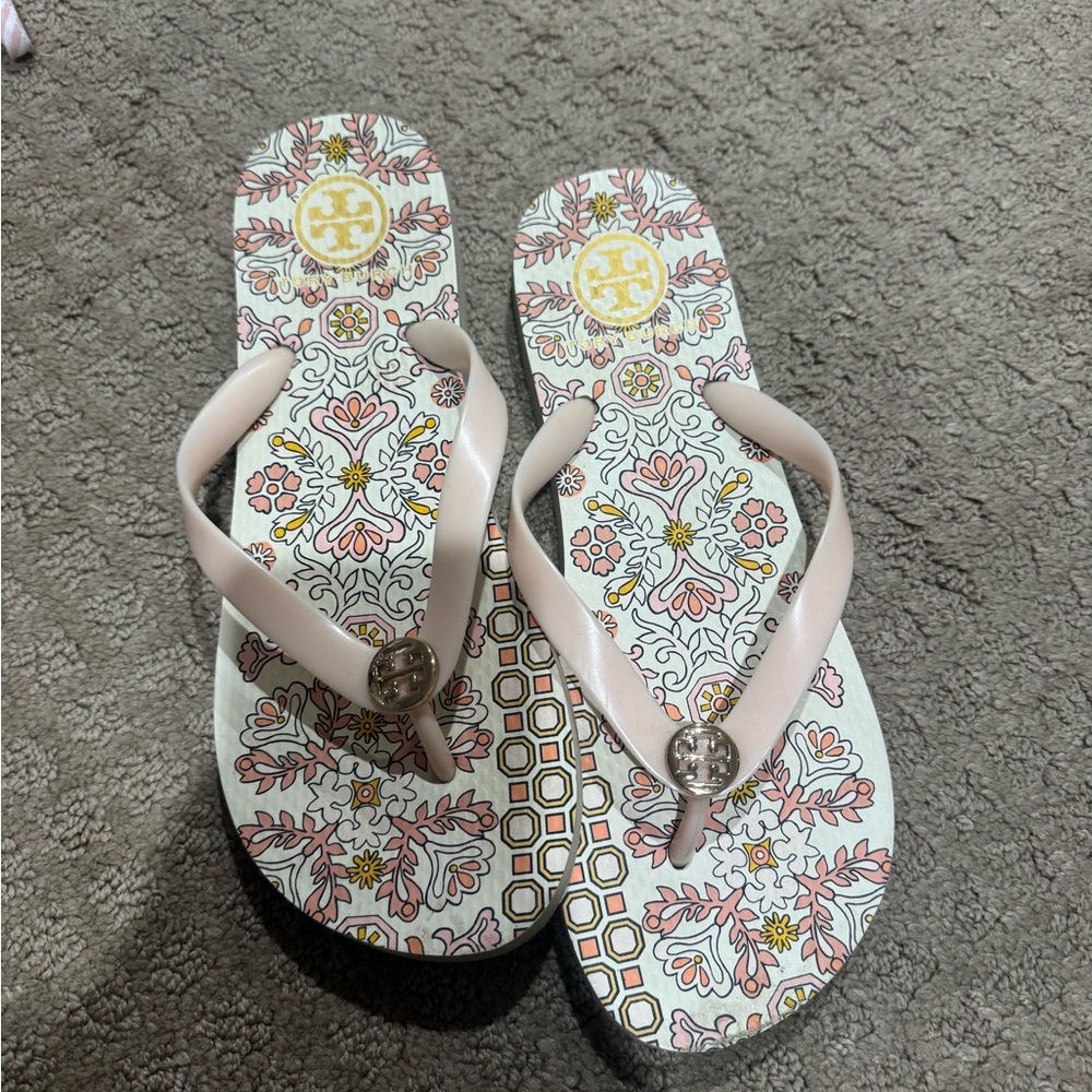 Tory Burch Pink Sandals with Glamorous Embellishments